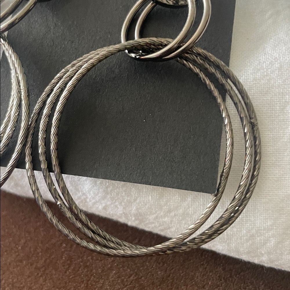 Cache Silver Multi-Hoop Earrings - Picture 3 of 4